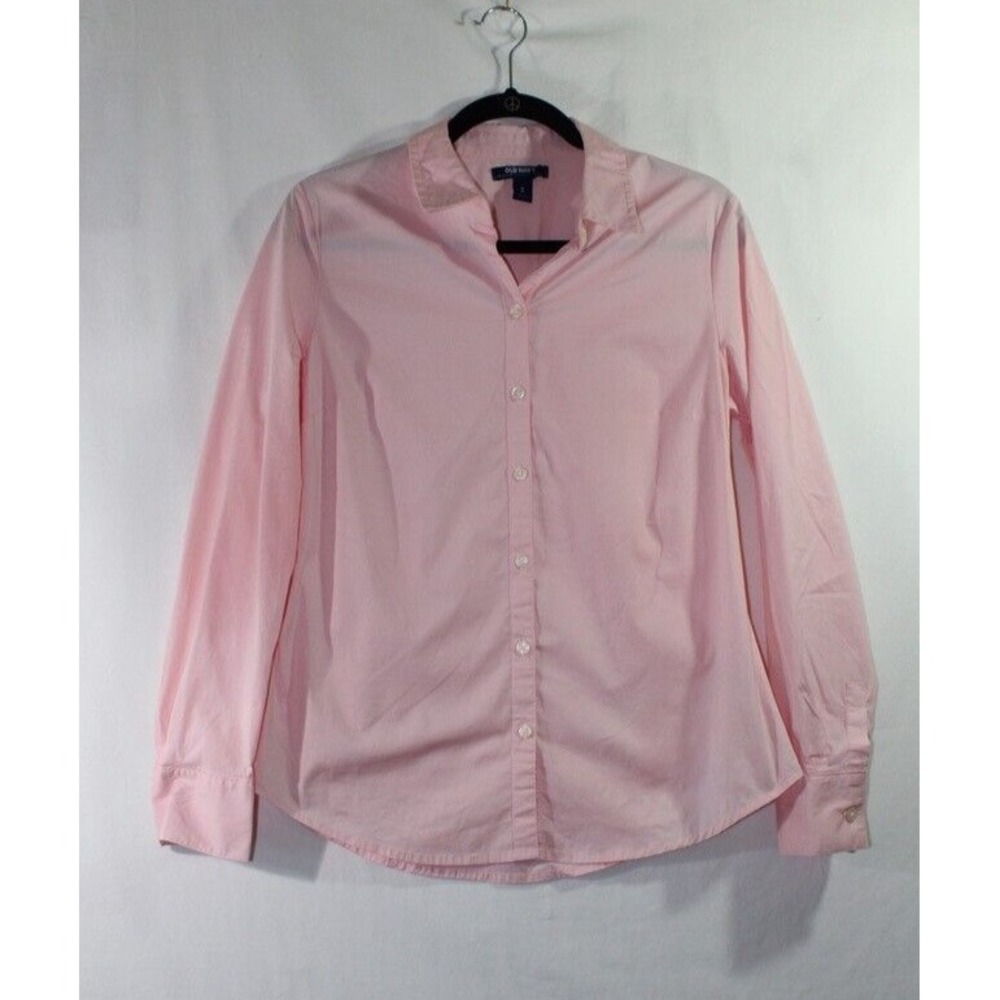 Old Navy Womens Shirt Button Up light pink Long Sleeve Stretch Size M